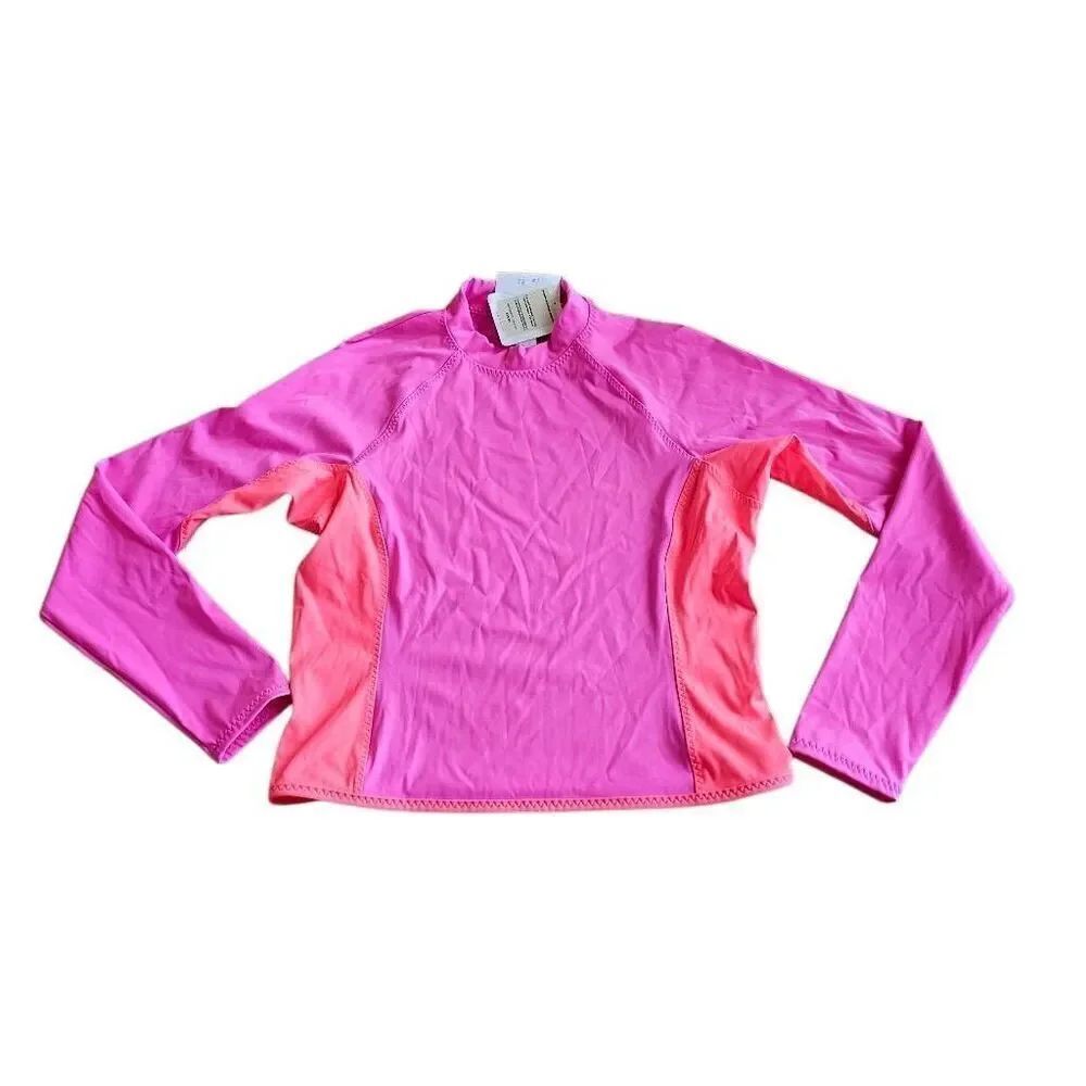 Fabletics Sz M neon flamingo  offshore Rash Guard Swimtop new